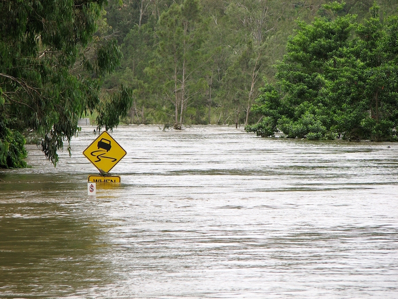 A flooded street