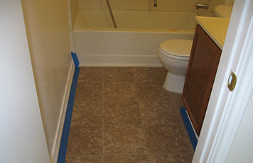 bathroom after being remodeled