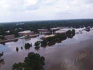 A severly flooded area.