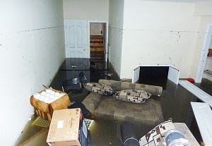 A flooded basement
